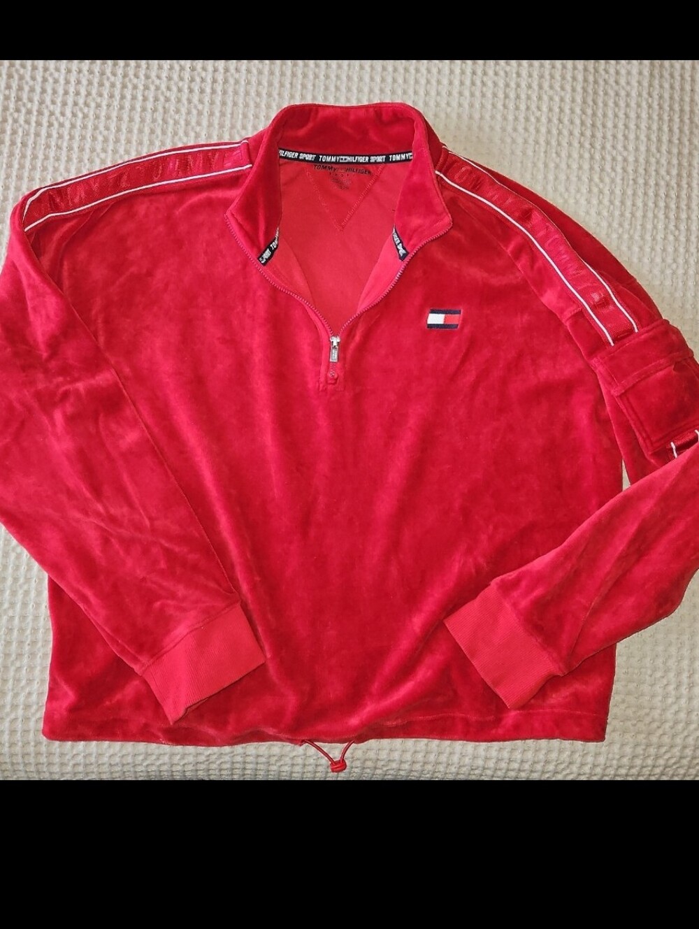 Cropped Red Fleece Hoodie